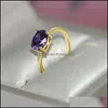 Cluster Rings Wedding Engagement For Women Jewellry Female Gold Color Ring With Stone Dating Jewelry 3749 Q2 Drop Delivery Dhmtm