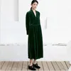 Casual Dresses England Style Women Autumn Velvet Long Dress Solid Loose V-ring Maxi Elegant Ladies Party Plus Size M-7XL