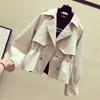 Women's Trench Coats Coat Short Windbreaker 2023 Spring Autumn Large Size Loose Drawstring Outerwear Femmino K223