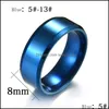 Bandringar 8mm rostfritt st￥l Ring Mens Rainbow For Men Woman Can DIY Gravel Engagement Fit storlek 513 Drop Leverans smycken DHJ0R