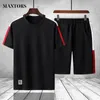 Trass de pista masculino Moda masculino Harajuku Men Shorts Conjuntos de retalhos de retalhos camiseta de moletom machos de traje de rua de streetwear Plus