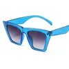 نظارة شمسية أزياء Cateye for Women Vintage Small Fla Top Designer Blue Female UV400 Classic Eyewear