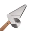 Backen Gebäck Werkzeuge Pizzaschneider Server Slicer Edelstahl Rad Klinge Messer Schaufel mit Holzgriff für Brot Kuchen Waffeln D Dh7Ze