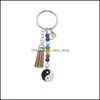 An￩is -chave por atacado colorf colorf sete chakras ioga ioga personalidade tai ji pingente tassel keyfob metal fitness entrega dh3t0