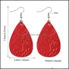 Dangle Chandelier Est Trend Lightweight Pu Leather Earrings For Women Water Wave Pattern Teardrop Shape Earring Party Jewelry Gift Dh2Qe