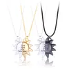 Pendant Necklaces N58F 2Pieces/Set Lovers Matching Friendship Sun Couple Magnet Distance Necklace Jewelry Valentine Day Gift