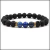 Bracelets de charme 7 chakra masculino pulseira de lava preta Pulseira de miçangas para mulheres Jóias de Natal G110s Z Drop Delivery DHZJP