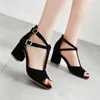 Sandalen High Heels Damen Blockabsatz Schuhe T-Riemen Chunky Peep Toe Büroarbeit Frau 2023 Sommer