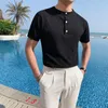 Polos maschile colore solido uomo semplice camicia da streetwear collare camisas para hombre tendenza britannica a maglia