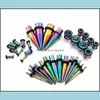 Plugs Tunnels 36Pcs/Set 1.610Mm 316L Tapers Ear Gauge Stretching Kit Piercing For Women Men Body Jewelry 3 Color Punk Style Earrin Dhyjz