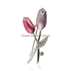 Pins Broches Pins Rose Gold Color Crystal Brooch Broche Artificial Pearl Flor