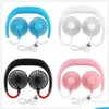 Party Favor Portable Usb Rechargeable Ventilateur Mains Cou Paresseux Suspendu Double Refroidissement Mini Sport Rotation À 360 Degrés 591 Drop Delivery Accueil Dhyxd