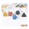 Pendant Necklaces 9 Color/Lots Lava Rock Triangle Star Heart Fish Drop Shape Beads Essential Oil Diffuser Stone For Women Fashion De Dhn3U