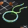 Bracelets de charme à la main Turquie bleu mauvais œil pour les femmes tressé corde corde Fatima perles chaîne bracelet bijoux de mode cadeau Drop Deliv Otqtq