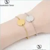 Cadena de eslabones en blanco redondo grabar nombre pulsera para mujeres hombres hecho a mano pulseras de acero inoxidable personalidad fiesta joyería regalo gota de Dh7R0