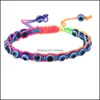 Braccialetti con ciondoli fatti a mano tacchino blu malocchio per le donne corda intrecciata corda perline Fatima catena braccialetto gioielli di moda regalo goccia Deliv Otqtq