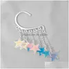 Cuelga los pendientes de araña 1 piezas Magical Girl Ear Cuff con estrellas y cadenas iridiscentes del arco iris / Butterfly Crystal Drop Delivery Jewe Dhwp3