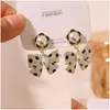 Hoop Huggie Fashion Jewelry S925 Sier Post Earrings Polka Dots Bowknot Dangle Stud Drop Delivery Dhwao