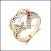 With Side Stones Jewelry Loving Ring Mothers Day Gift Mom Rings Female 3668 Q2 Drop Delivery Dhlyn