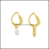 Charme Forme spéciale Boucles d'oreilles en perles Boucles d'oreilles asymétriques Bijoux en acier titane avec chaînes Perles 1897 T2 Drop Livraison Bijoux Dhmgd