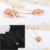 السحر الأوروبي 2021 الاتجاه الشهير العلامة التجارية Pure 925 Sterling Sier Netclace Jewelry for Women Luxury Rose Gold Camellia C Drop Drose Dhtld