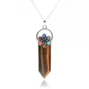 Charms Chakra Reiki Healing Natural Stone Lapis Lazuli Tiger Eye Sword Pendants Pendulums Pendant Necklace Woman Yoga JewelryCharms