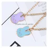 Pendant Necklaces Korean Enamel Rabbit Head Women Cartoon Cute Small Animals Charm Gold Chains For Men Fashion Jewelry Gift Drop Del Dhfpn