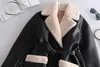 Damesleer Faux Winter Winter Women Fashion Dikke jas met warmte Warmte massief jas bomberjackers