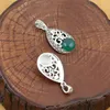 Charms Sterling Silver Jewelry Retro Thai Men And Women Models Marcasite Inlaid Opal Green Agate PendantCharms