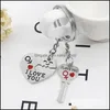 Nyckelringar 2st Set Alloy Heart KeyChain I Love You Par Chain Lovers Pendant Ring Keychains for Girls and Boys Drop Delivery Jewelr Dhvny