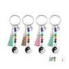 An￩is -chave por atacado colorf colorf sete chakras ioga ioga personalidade tai ji pingente tassel keyfob metal fitness entrega dh3t0