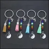 An￩is -chave por atacado colorf colorf sete chakras ioga ioga personalidade tai ji pingente tassel keyfob metal fitness entrega dh3t0