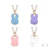 Pendant Necklaces Korean Enamel Rabbit Head Women Cartoon Cute Small Animals Charm Gold Chains For Men Fashion Jewelry Gift Drop Del Dhfpn