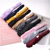 Party Favor Sports Face Mask Hairbands With Button Knit Solid Color Ear Protect Headbands Gym Yoga Hair Band For Women Hairs Accesso Dh4Sl