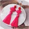 Dangle Chandelier Earrings Colorf Thread Braided Chinese Knot Tassel For Women Handmade Lucky Peace Long Fringed Hanging 2022 Drop Dhr9V