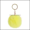 Arts And Crafts Fluffy Pom Keychain Soft Faux Rabbit Fur Ball Car Keyring Pompom Key Chains Holder Women Bag Pendant Jewelry Gifts D Dhtju