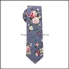 Neck Ties Casual Floral Print Tie For Men Skinny Cotton Wedding Mens Neckties Classic Suits Fashion Accessories Drop Delivery Otola