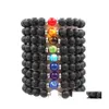 Perlé 9 Couleur Lava Rock Chaîne Bracelet Diffuseur D'huile Essentielle Pierre Chakra Bracelet De Charme Pour Femmes Hommes S Mode Aromathérapie Artisanat Dhtqv