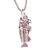 Pendentif Colliers Personnalité Creative Métal Poisson Squelette Collier Pour Hommes Femmes Mode Charme BijouxPendentif Elle22