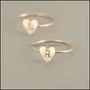 Band Rings 26 Az English Letter Ring Initial Sier Gold Love Heart High Quality Threecolor Women Fashion Jewelry Wholesale Drop Delive Dhw0I