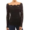 Women's Blouses & Shirts Elegant Hollow Sexy Lace Solid Color T Shirt Women Square Collar Long Sleeve Casual Skinny Streetwear Plus Size Top