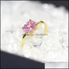 Cluster Rings Wedding Engagement For Women Jewellry Female Gold Color Ring With Stone Dating Jewelry 3749 Q2 Drop Delivery Dhmtm