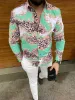 Man Top Shirt Autumn Blusa Casual Print Lång ärm Blusa Fashion Summer Blue Mens Cardigan Hawaiian Shirts