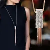 Pendant Necklaces Pinksee Vintage Elegant Geometric Crystal Tassel Necklace Women Personality Simple Long Sweater Chain Decoration