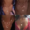 Hanger kettingen Bohemian Crescent Moon Star Multi Layed For Women Choker Vintage Coin Cross Necklace Statement Sieraden 2023 Deelnemer Elle2