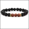 Charm Bracelets 7 Chakra Men Bangle Black Lava Stone Beaded Bracelet For Women Jewelry Christmas Gift G110S Z Drop Delivery Dhzjp