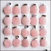 Arts And Crafts Natural Stone Charms Round Shape Rose Quartz Pendants Chakras Gem Fit Earrings Necklace Making Assorted Drop Deliver Dhenu