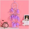 Arts and Crafts Colorf Wool Dream Catcher wiatr grzycie sieć mecz domu wyposażenie domowe Wewnętrzny trend wislarz ozdoby wiszące pióro Przyjazd dhba2