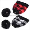 Beanie/Skull Caps Fashion Street Plaid Women Beanie Knit Hats Rabbit Fur Pompom Autumn Winter Outdoor Casual Ladies Warm Hat Drop De Otelv