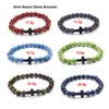 Hebras con cuentas de 8mm, brazalete con colgante cruzado para mujeres y hombres, piedra de energía Natural, cuentas pulidas, Pulsera, regalos de joyería para amigos